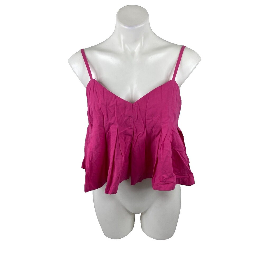 Loveriche Women Large Hot Pink Ruffle Crop Top Summer Beach Casual